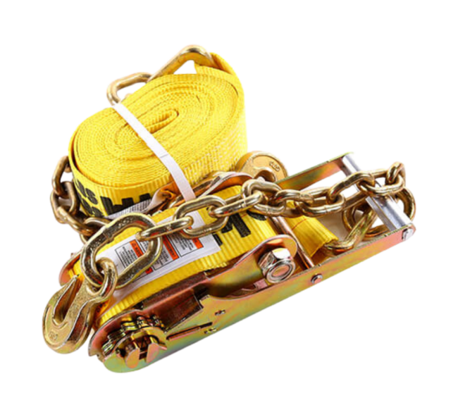 3 Inch x 30 Feet Ratchet Strap With The Chain and Clevis Hook