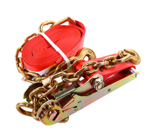 4 Inch x 40 feet Ratchet Strap With The Chain and Clevis Hook