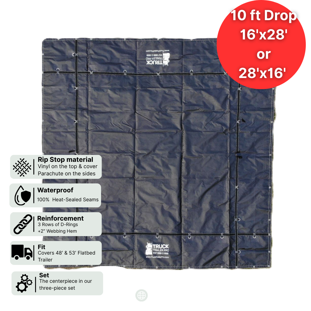 Super Light Ripstop Steel Tarp 16' X 28' (10 Ft Drop, Black)