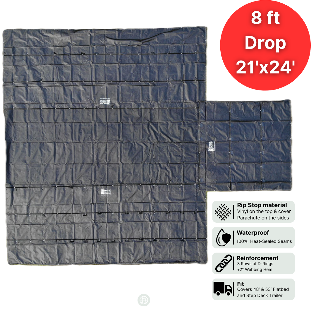 Super Light Ripstop Tarp 21' X 24' (8 Ft Drop, Flap, Black)