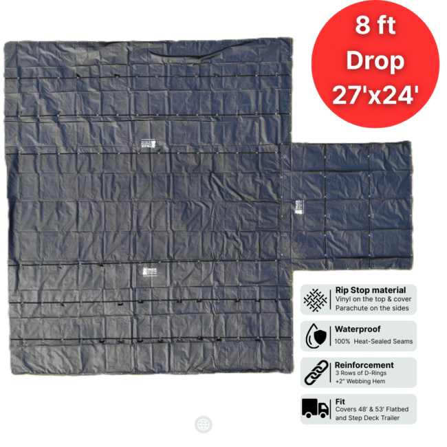 Rip Stop Material 27'×24' Super Light Tarp (8′ Drop) With The Flap Black Color